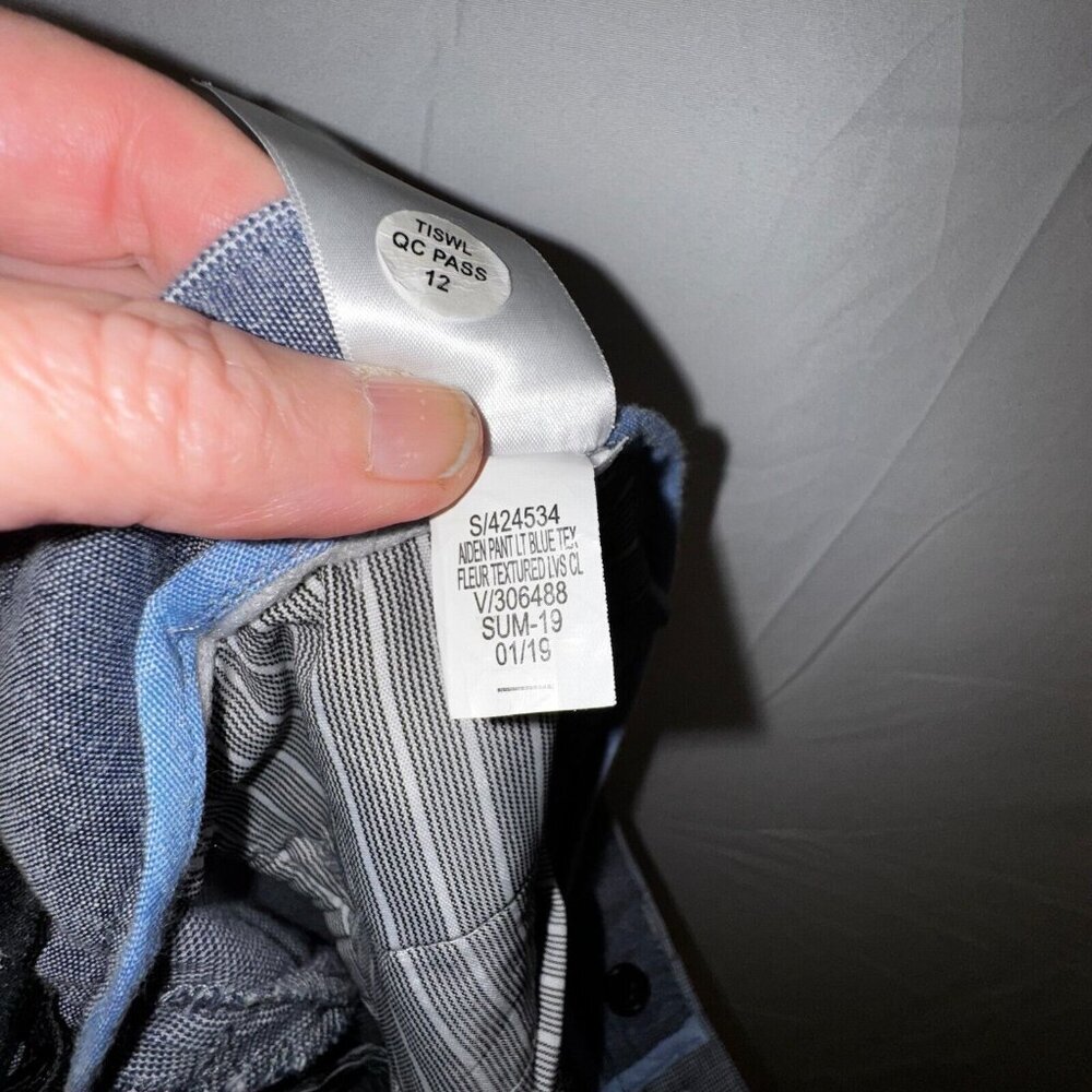Banana Republic Aiden Pants Men's 32x30 Blue and White Herringbone Casual Cotton - Picture 5 of 5